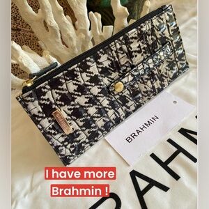 cUTe!! HARD to FIND! 🖤🩶🤍BRAHMIN HOUNDSTOOTH CREDIT CARD WALLET ~